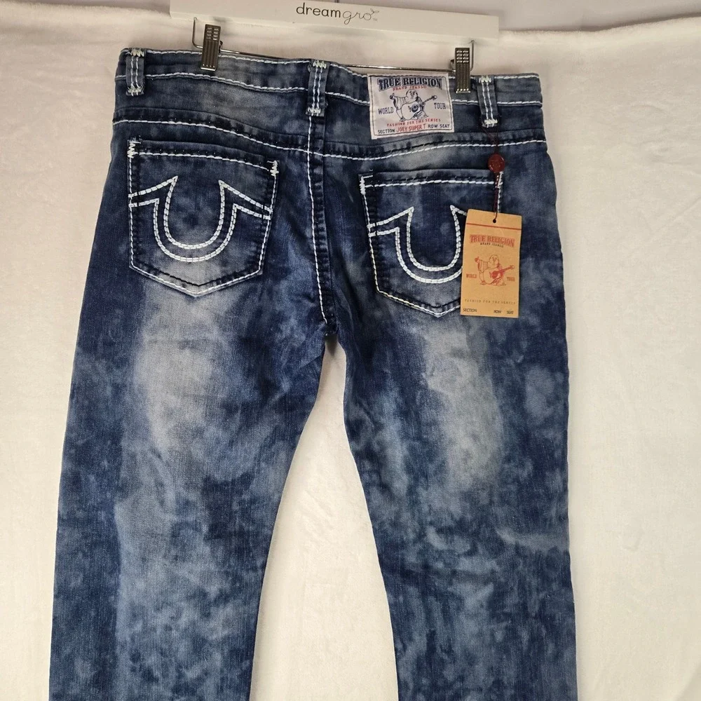 Vintage True Religion Joey Super T Jeans size 38 NWT Blue Thick White Stitch USA